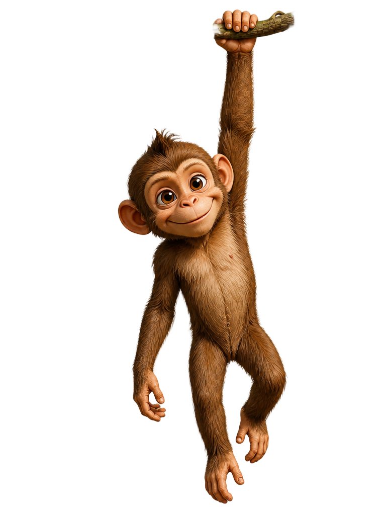 Monkey hanging from a coffee vine