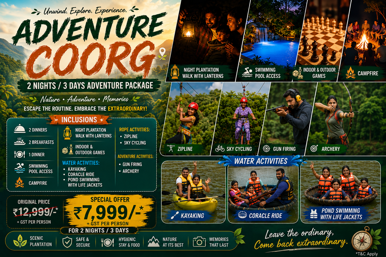 Adventure Coorg — 2 Nights / 3 Days at Evergreen County